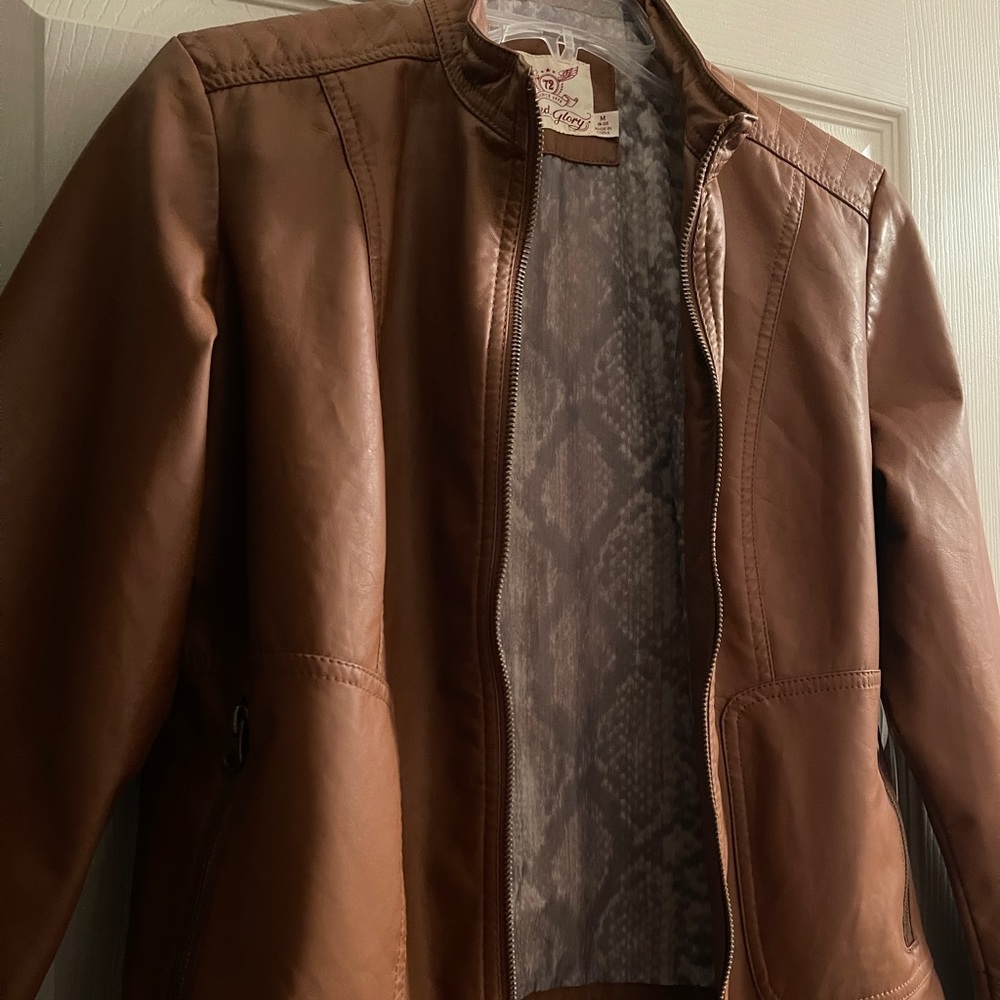 ✨HP✨Faded Glory Tan Faux Leather Jacket